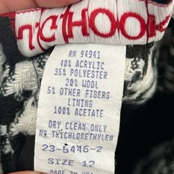 SUMMER SALE | Vintage J.G. Hook Black White Houndstooth Wool Skirt Size 12 - Picture 3 of 11